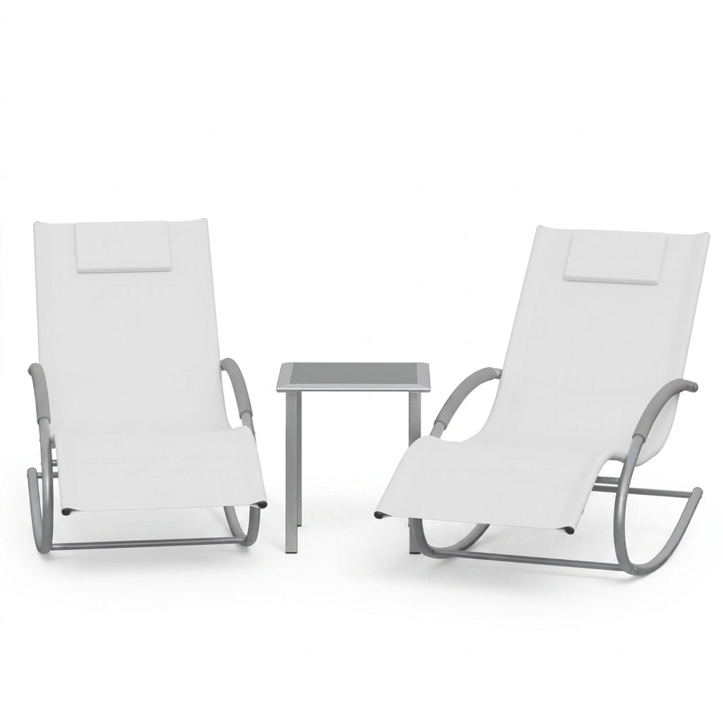 Ensemble Salon Jardin 2 Chaises Longues Table Extérieur