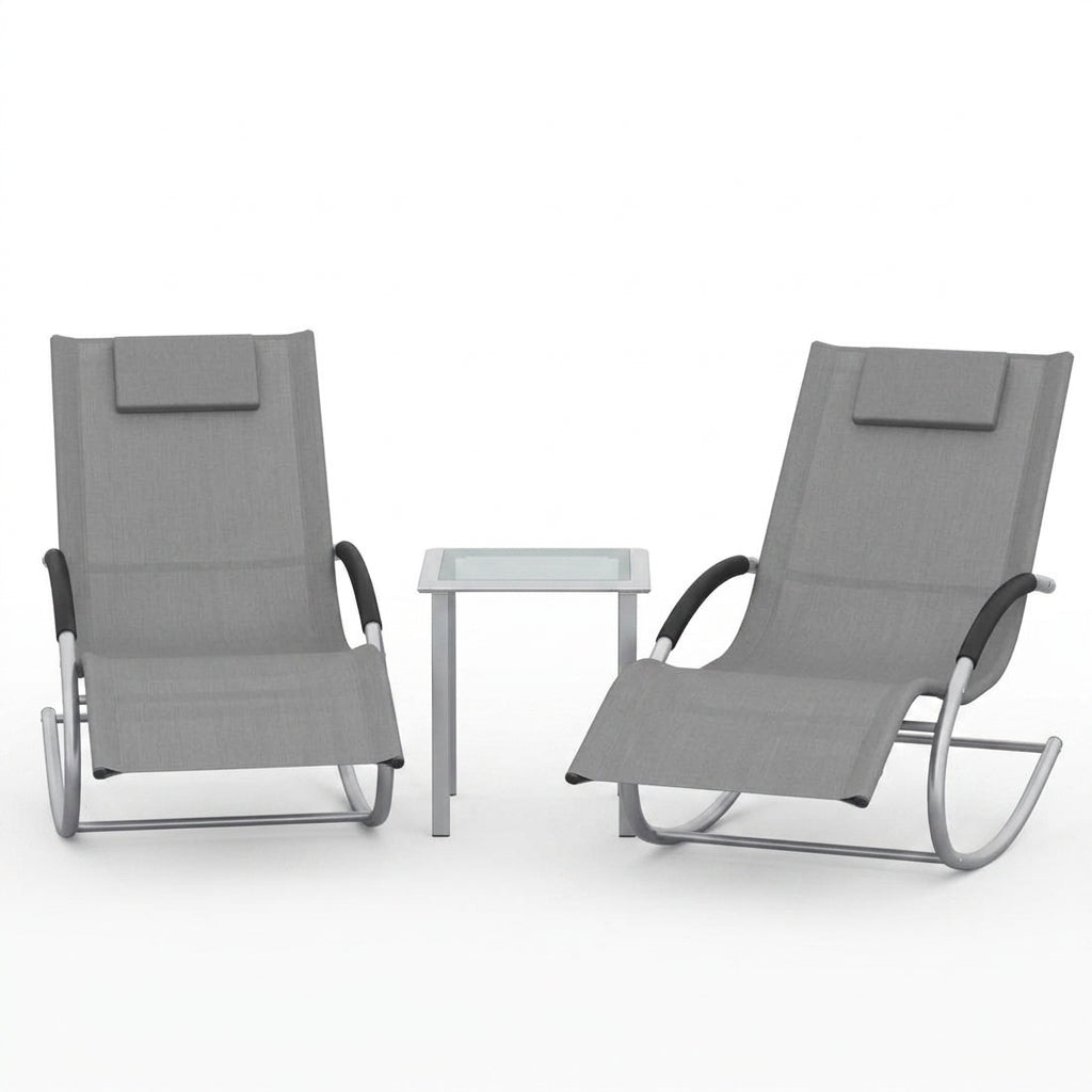 Ensemble Salon Jardin 2 Chaises Longues Table Extérieur