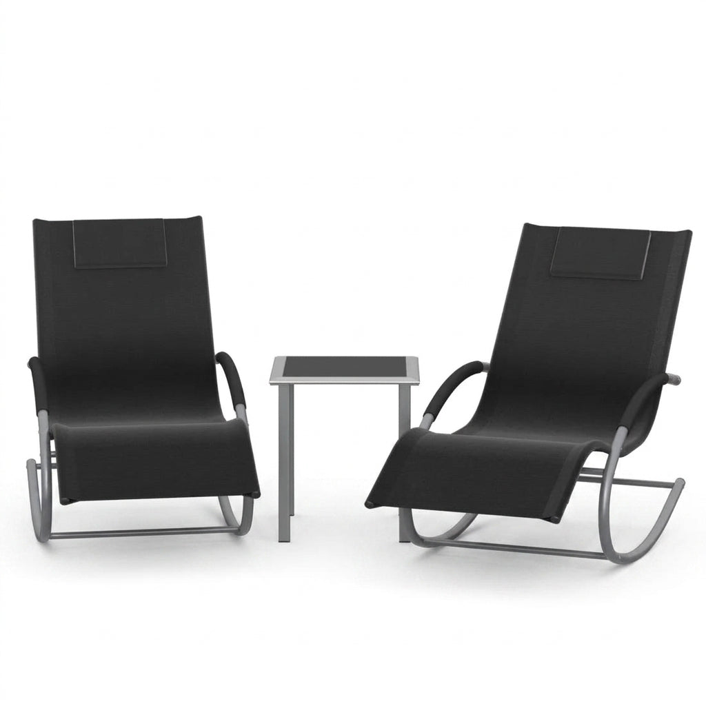 Ensemble Salon Jardin 2 Chaises Longues Table Extérieur