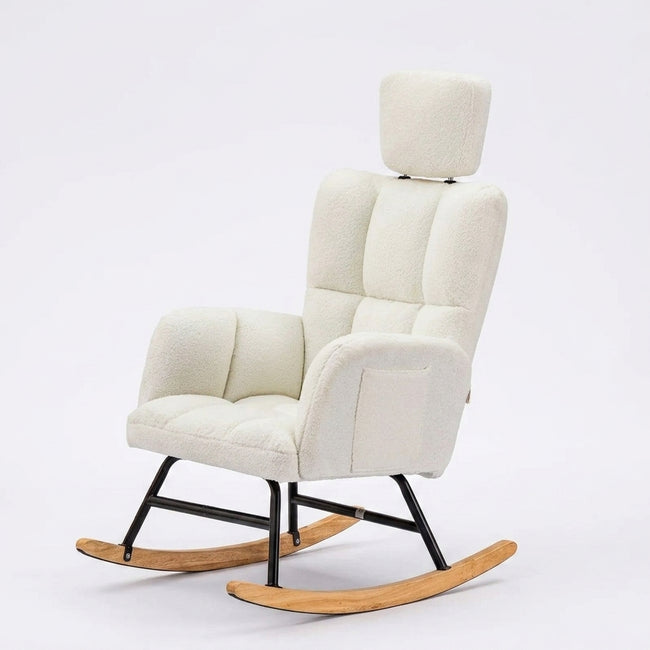 Rocking Chair Allaitement Ultra Doux Appui-Tête Accoudoirs