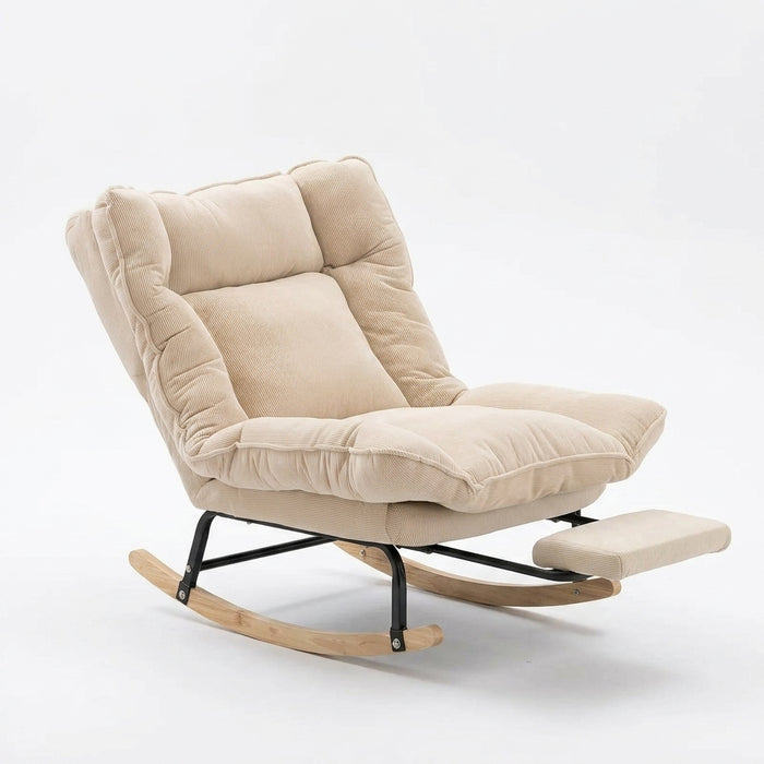 Rocking Chair Inclinable Corduroy Repose-Pieds