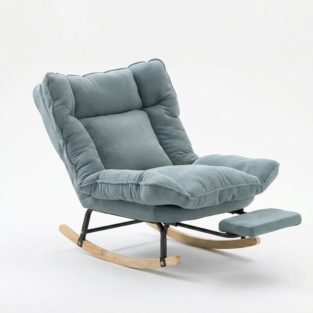 Rocking Chair Inclinable Corduroy Repose-Pieds