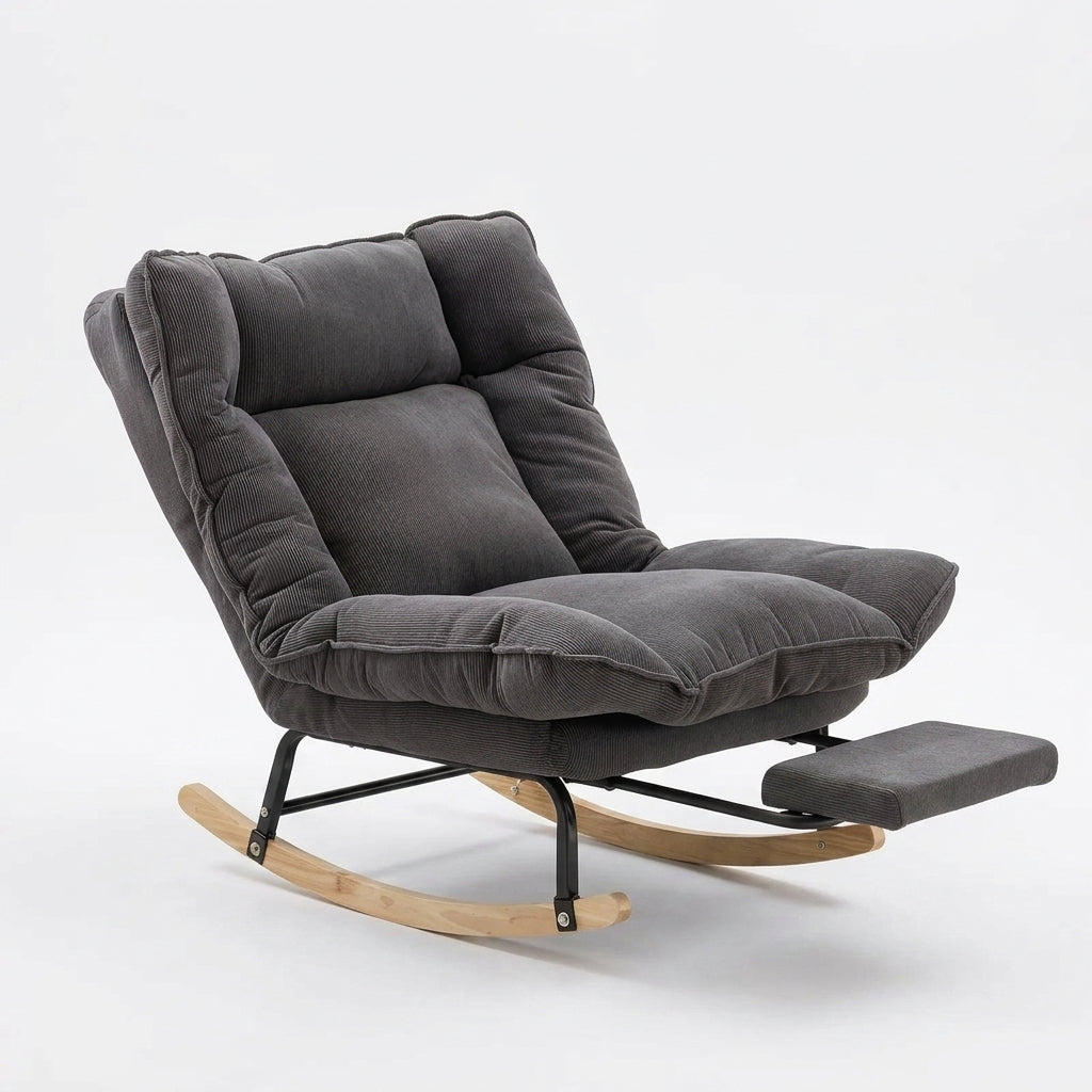 Rocking Chair Inclinable Corduroy Repose-Pieds