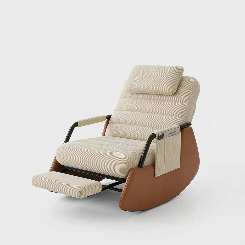 Rocking Chair Velours Côtelé Bois Massif Design Intérieur