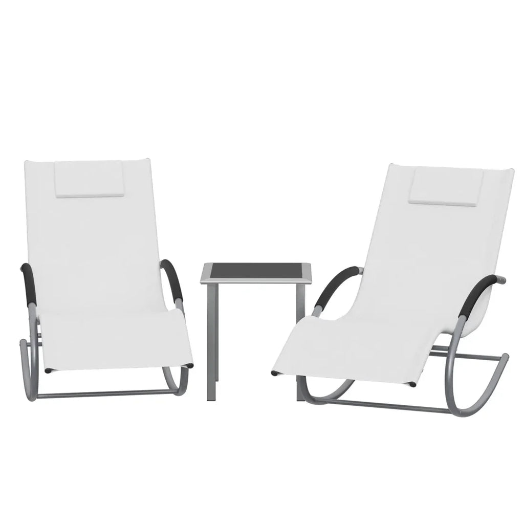 Ensemble Salon Jardin 2 Chaises Longues Table Extérieur — vue 5