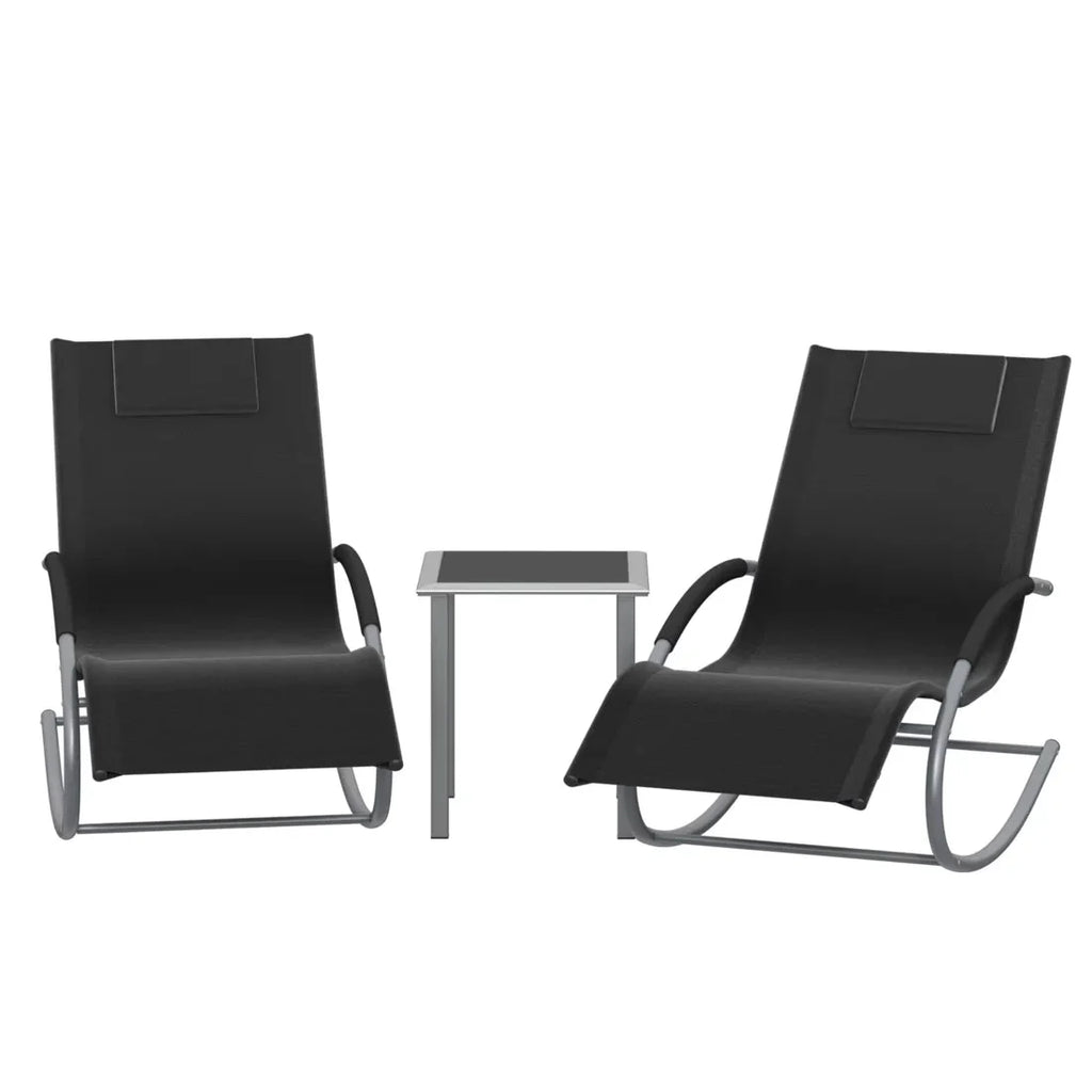 Ensemble Salon Jardin 2 Chaises Longues Table Extérieur — vue 4
