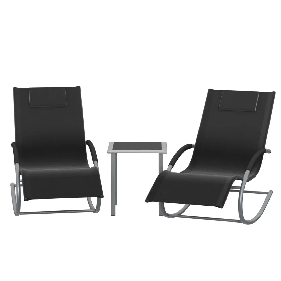 Ensemble Salon Jardin 2 Chaises Longues Table Extérieur