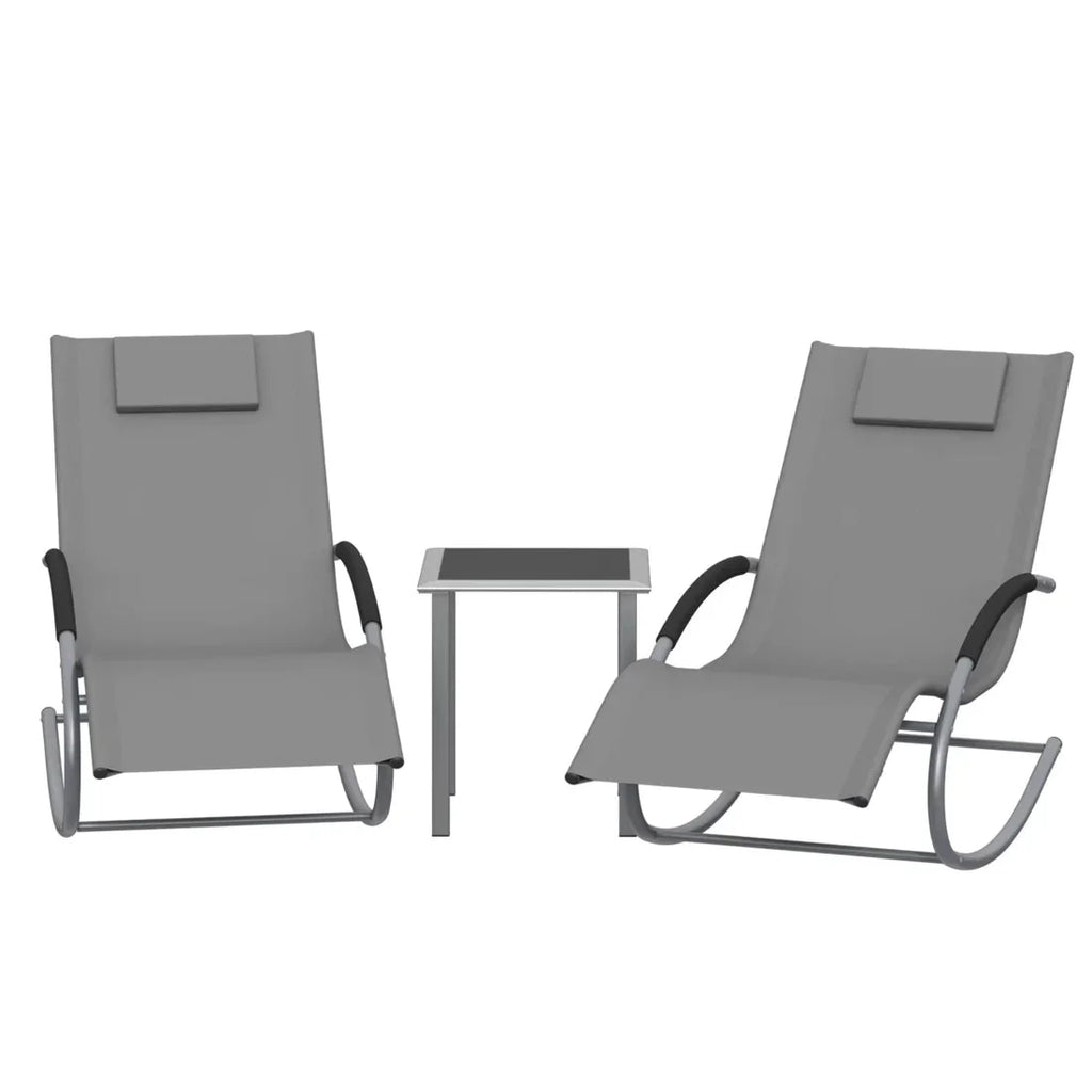 Ensemble Salon Jardin 2 Chaises Longues Table Extérieur
