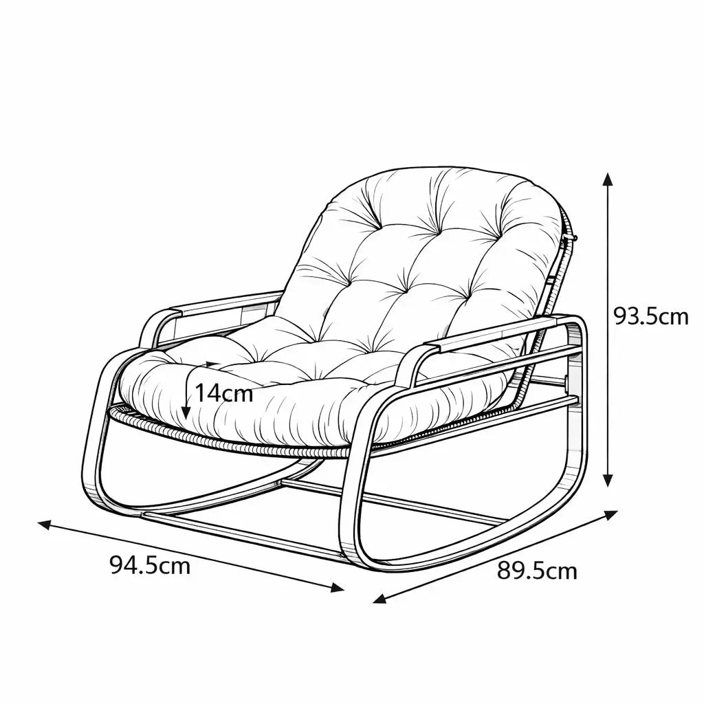 Rocking Chair Rotin Naturel Extérieur Terrasse — vue 5