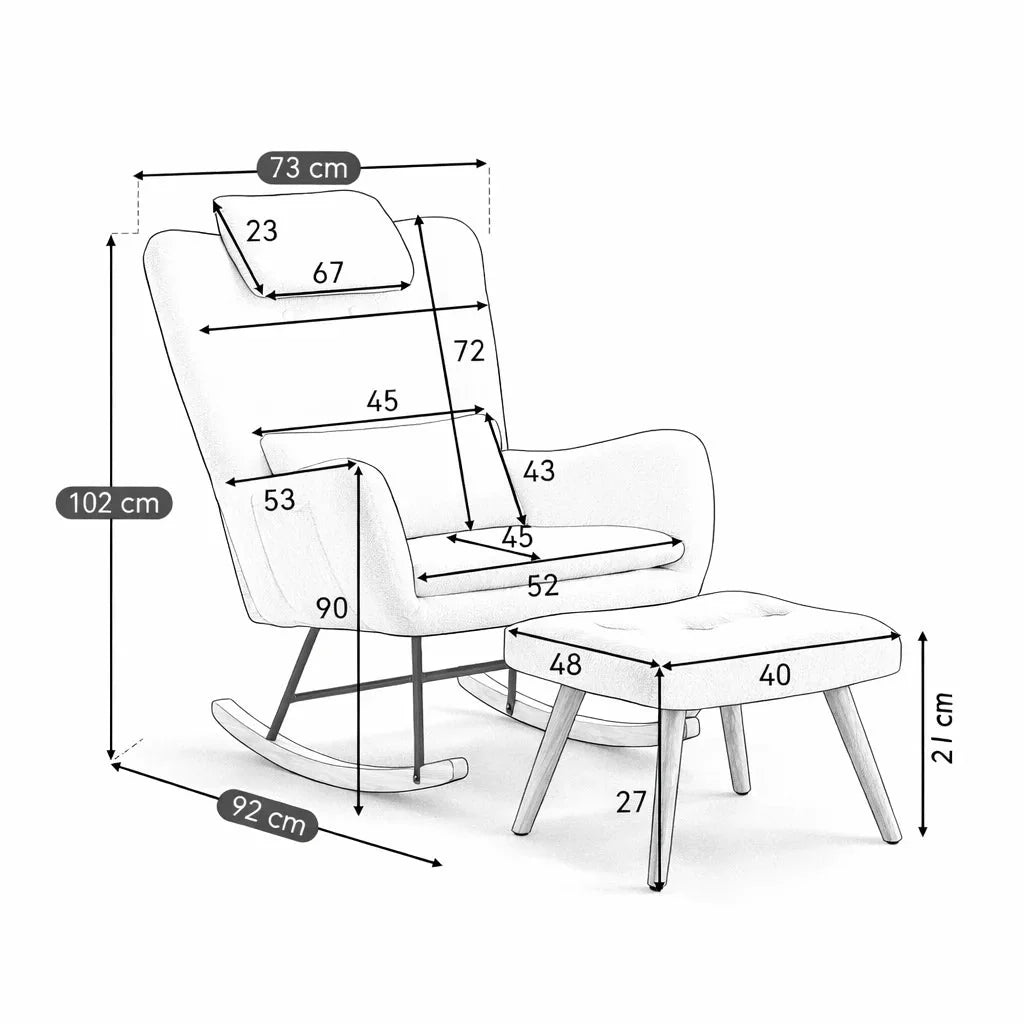 Rocking Chair Allaitement Ergonomique Tissu
