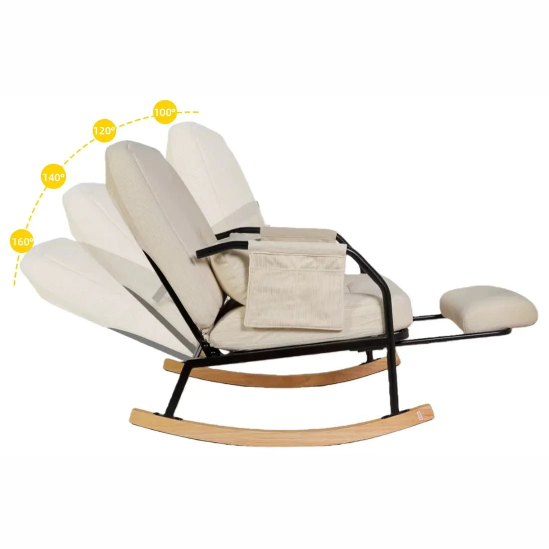Rocking Chair Inclinable Corduroy Salon — vue 5