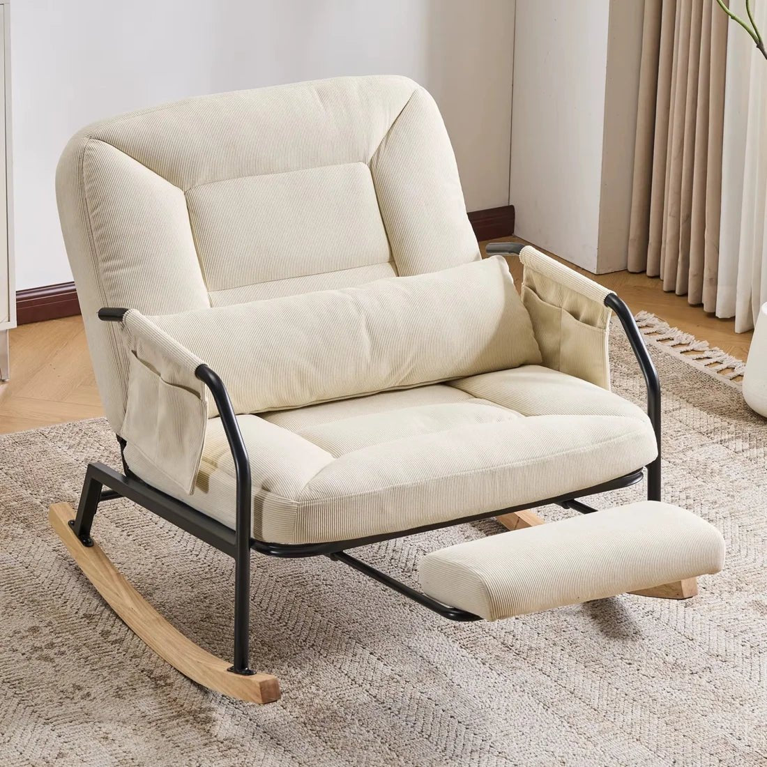 Rocking Chair Inclinable Corduroy Salon