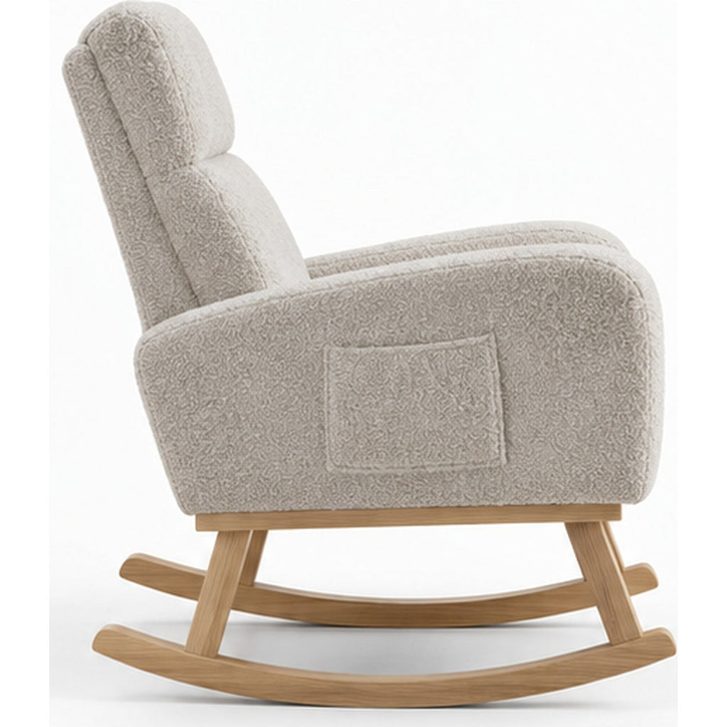 Fauteuil à bascule bouclette à assise épaisse — vue profil