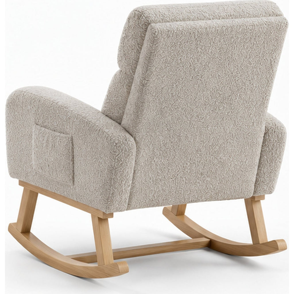 Fauteuil à bascule bouclette à assise épaisse — vue arriere