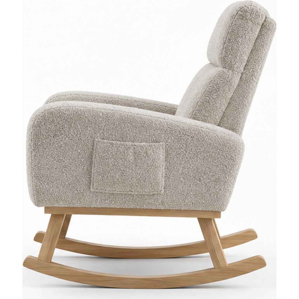 Fauteuil à bascule bouclette à assise épaisse — vue laterale
