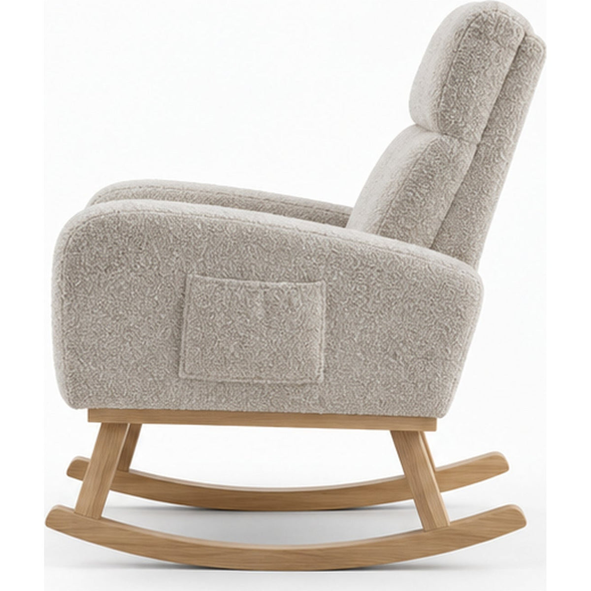Fauteuil à bascule bouclette à assise épaisse — vue laterale