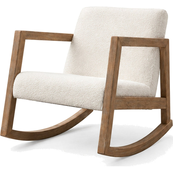 Fauteuil à bascule bouclette en bois d’hévéa