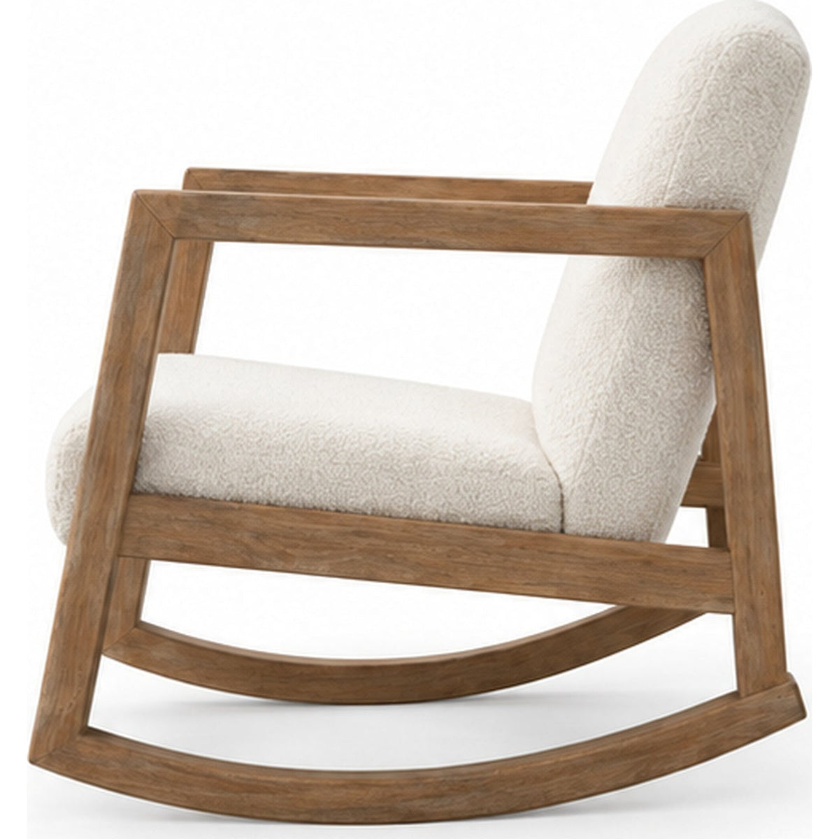 Fauteuil à bascule bouclette en bois d’hévéa