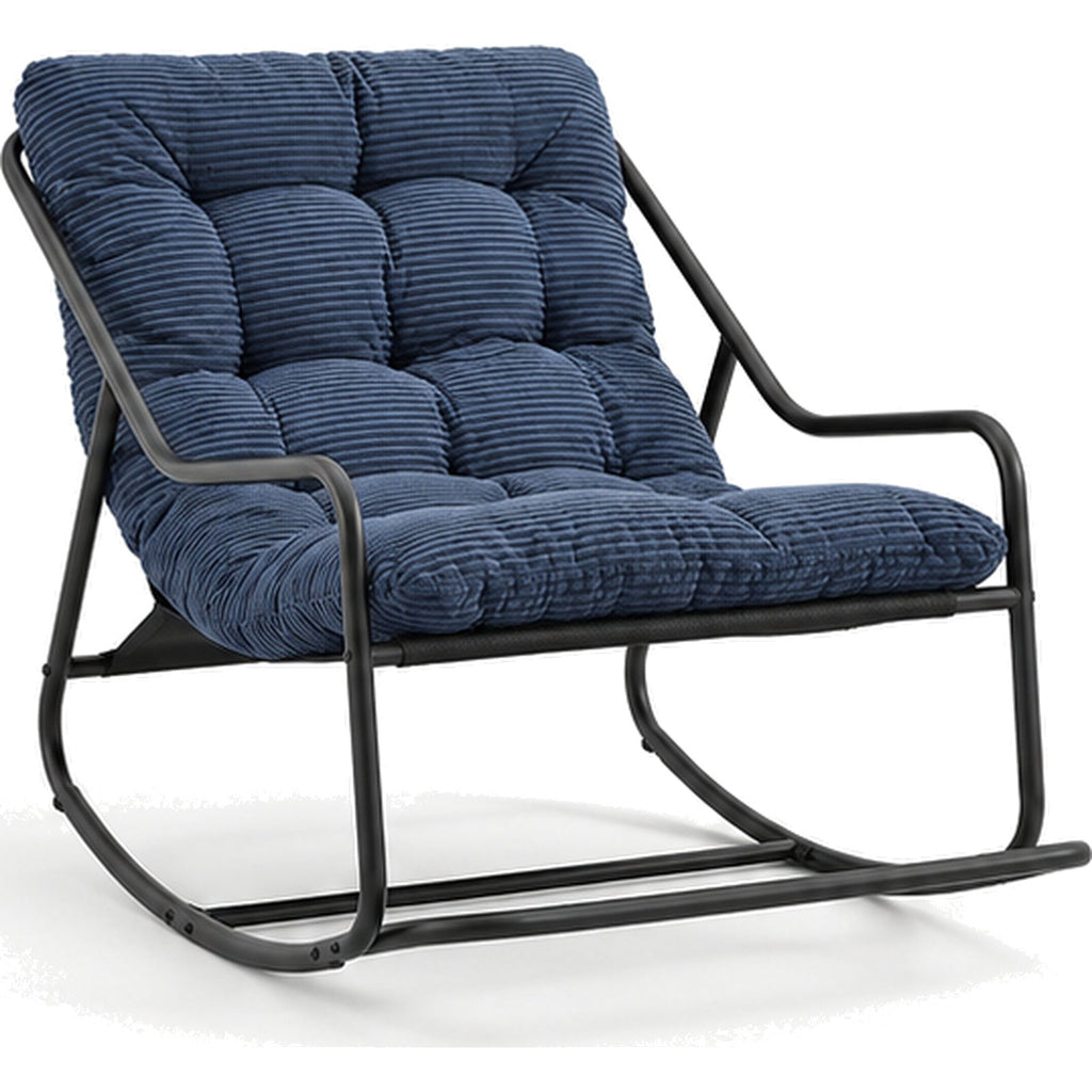 Fauteuil à bascule capitonné en velours côtelé — vue principale sur fond blanc Zondora