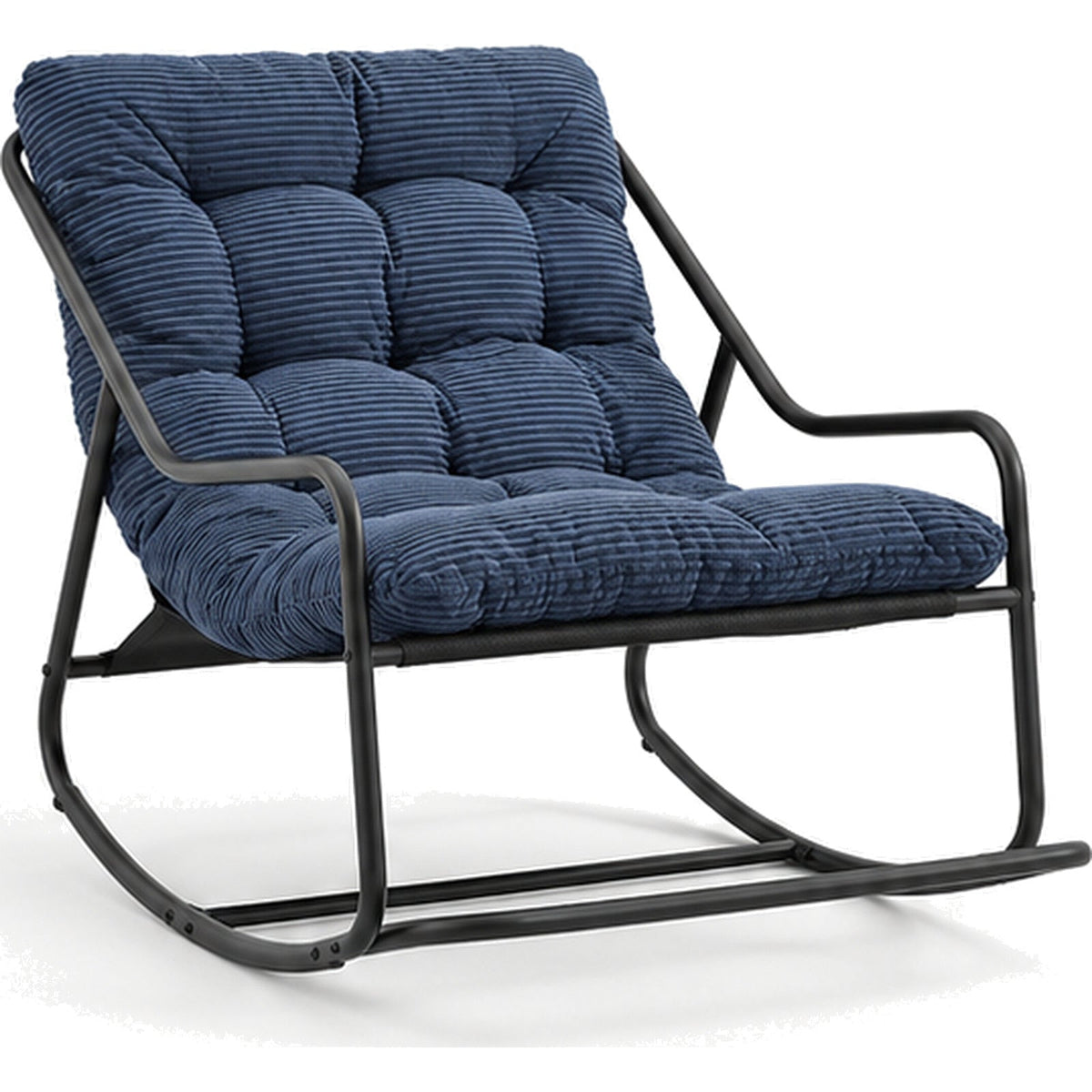 Fauteuil à bascule capitonné en velours côtelé