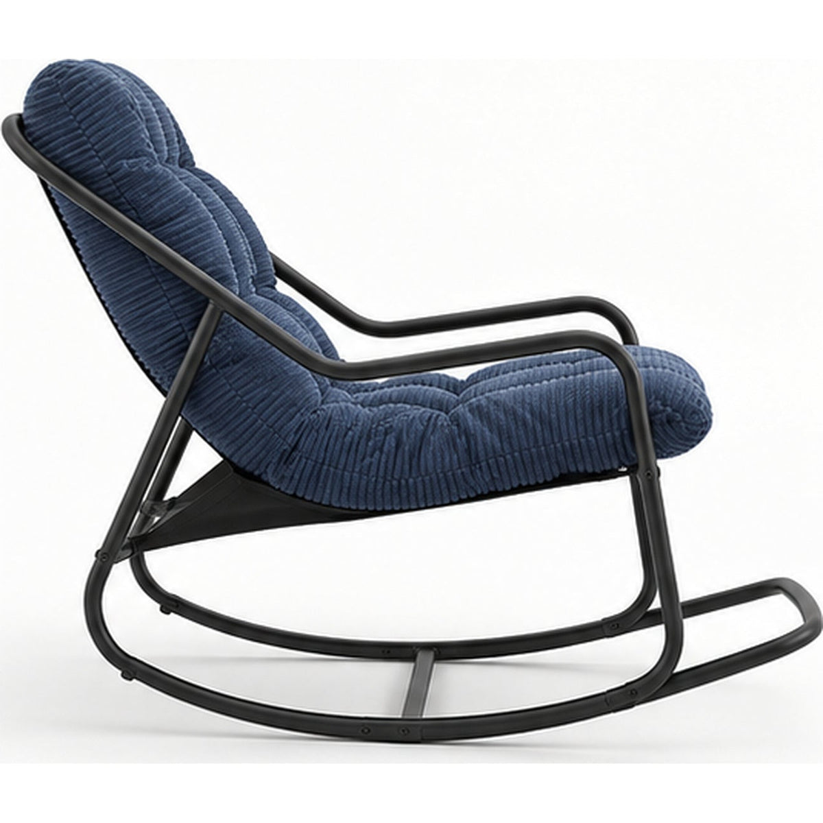 Fauteuil à bascule capitonné en velours côtelé — vue profil