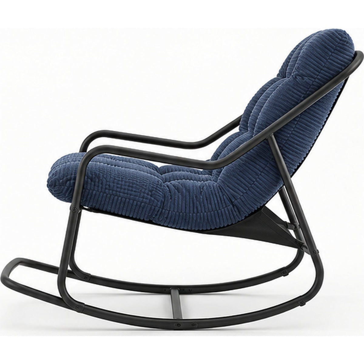 Fauteuil à bascule capitonné en velours côtelé