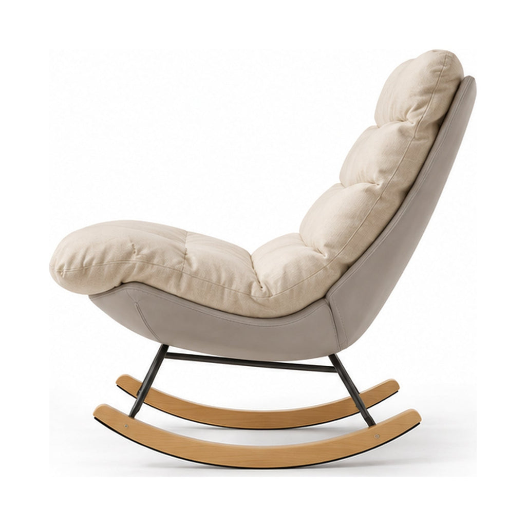 Fauteuil à bascule cocon beige pour le salon — vue laterale