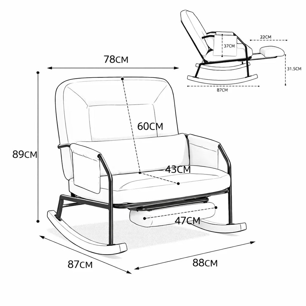 Rocking Chair Inclinable Corduroy Salon