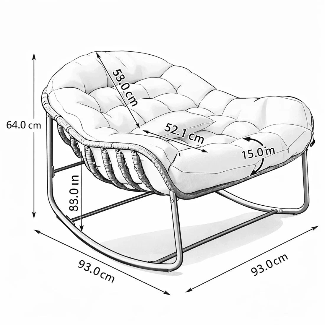 Rocking Chair Rotin Surdimensionné Grand Confort