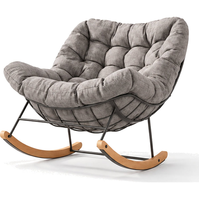 Fauteuil à bascule extérieur en acier et bois d’érable