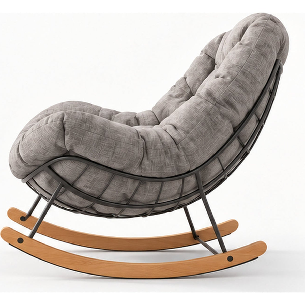 Fauteuil à bascule extérieur en acier et bois d’érable