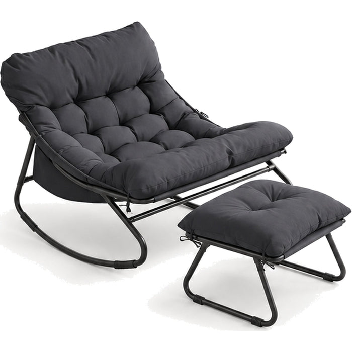 Fauteuil à bascule extérieur avec coussin hydrofuge