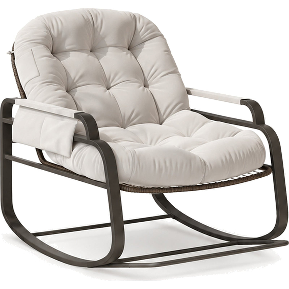Fauteuil à bascule extérieur en rotin à coussin épais