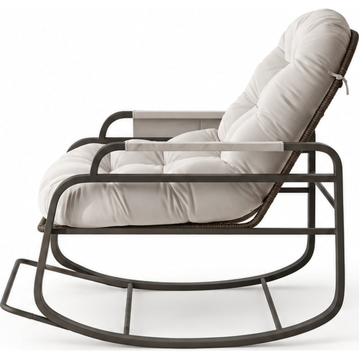 Fauteuil à bascule extérieur en rotin à coussin épais