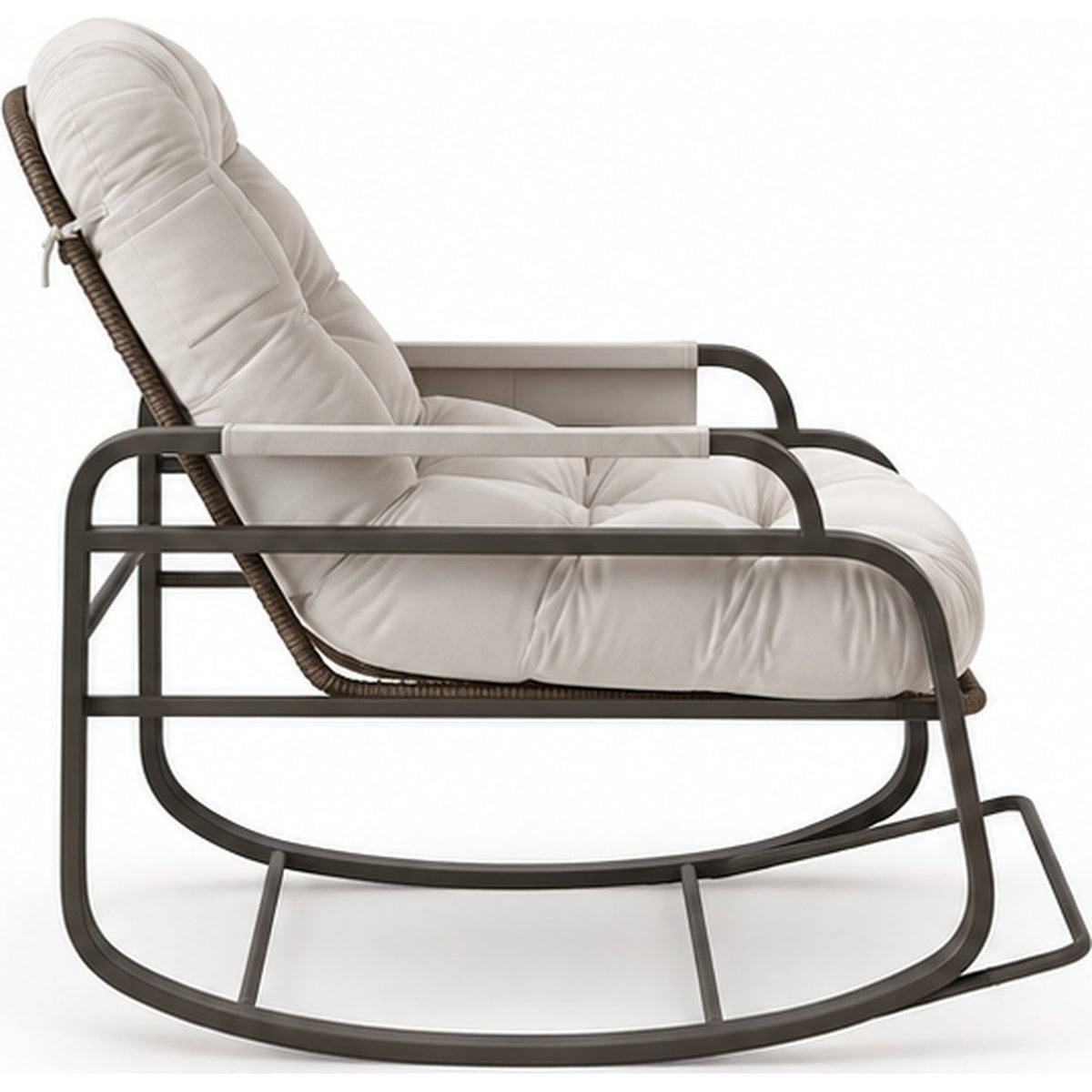Fauteuil à bascule extérieur en rotin à coussin épais
