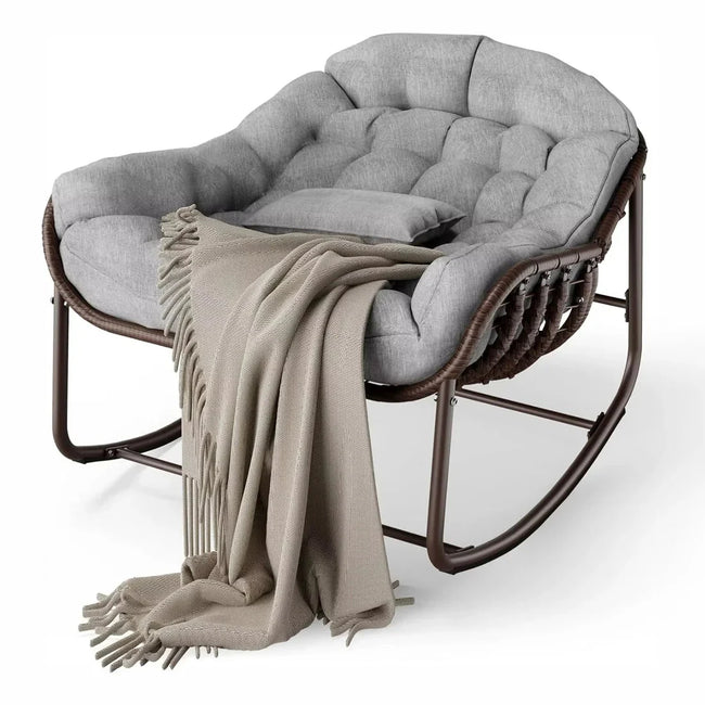 Rocking Chair Rotin Surdimensionné Grand Confort