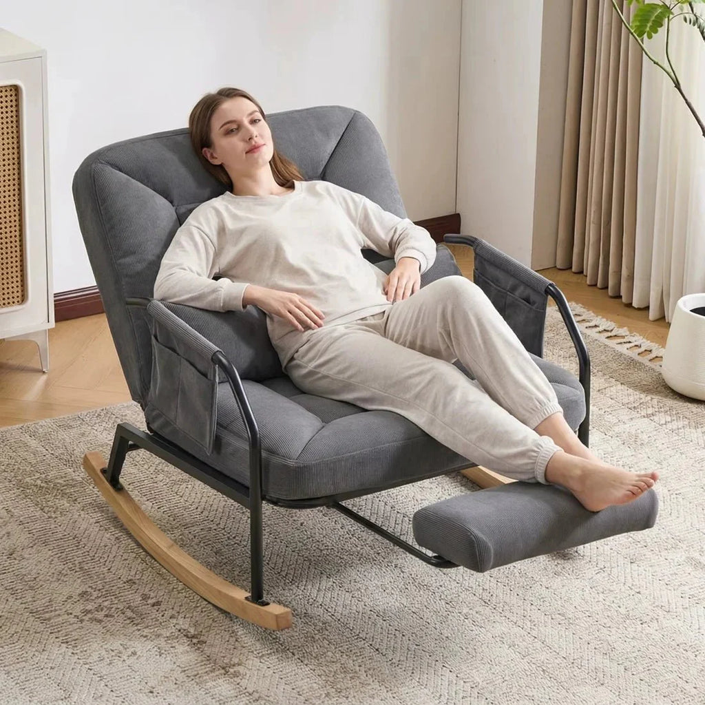 Rocking Chair Inclinable Corduroy Salon