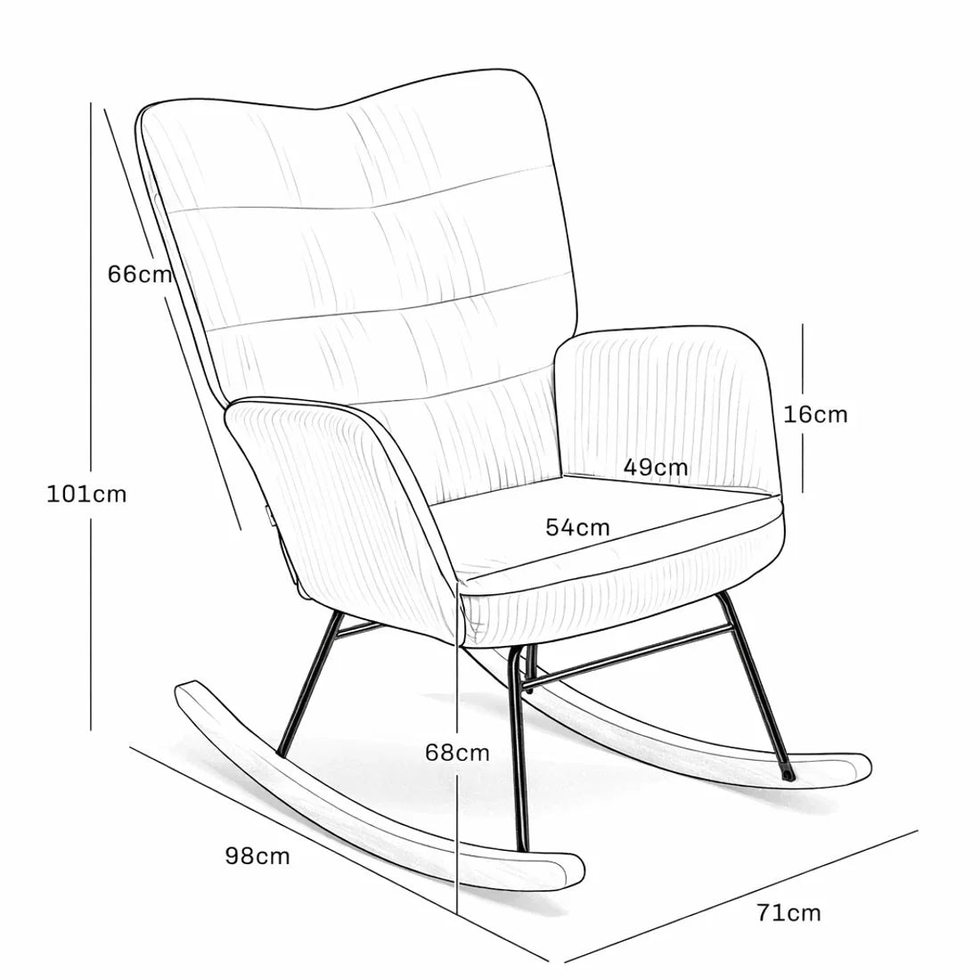 Rocking Chair Tissu Côtelé Bois Scandinave Salon — vue 5