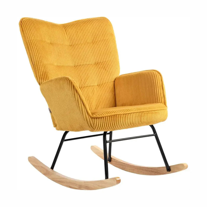 Rocking Chair Tissu Côtelé Bois Scandinave Salon