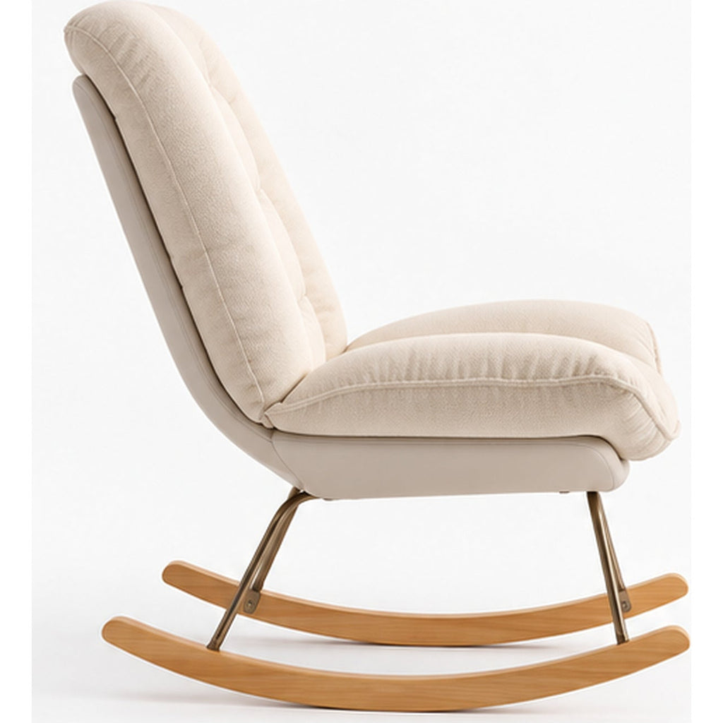 Fauteuil à bascule en lin beige et bois de hêtre — vue 2