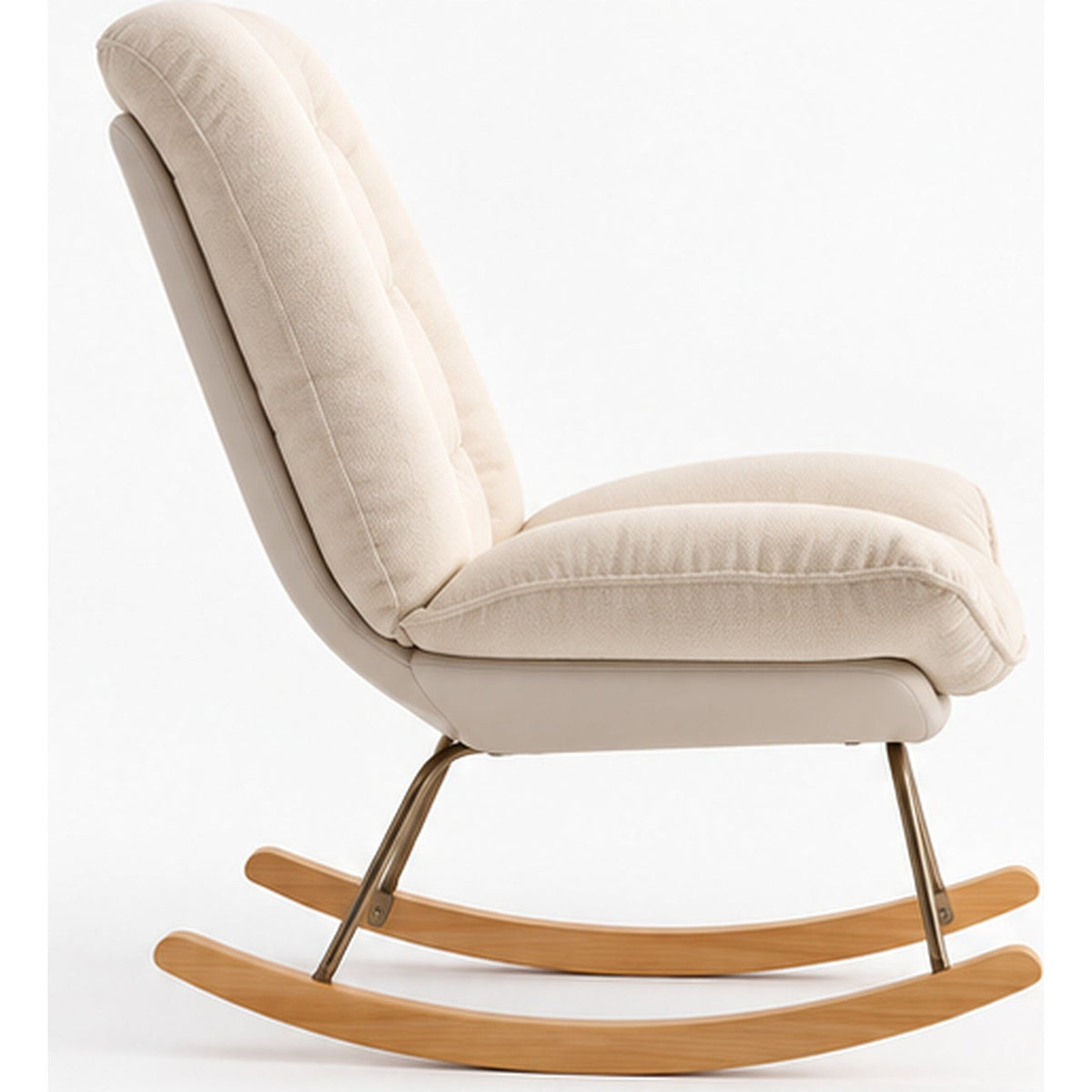 Fauteuil à bascule en lin beige et bois de hêtre — vue 2