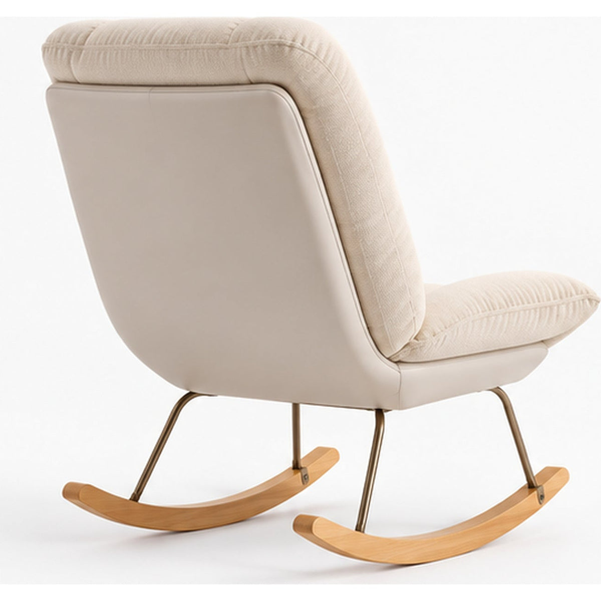 Fauteuil à bascule en lin beige et bois de hêtre
