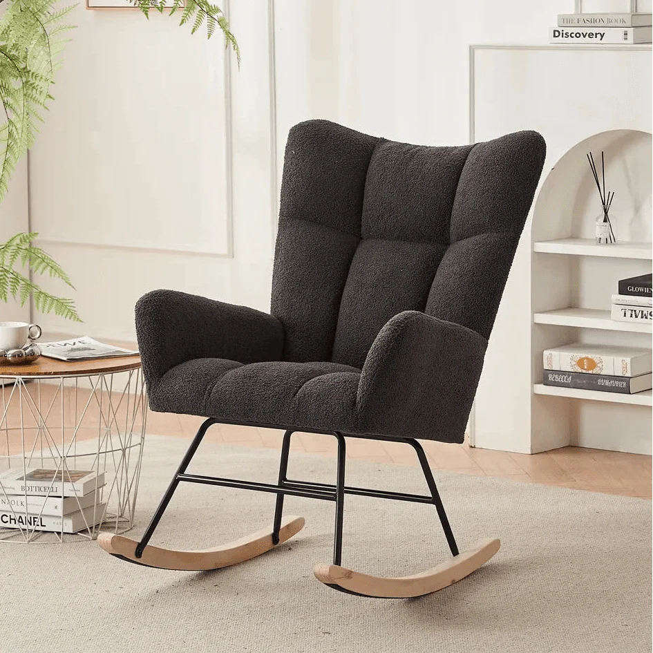 Fauteuil à Bascule Bouclé Design Intérieur