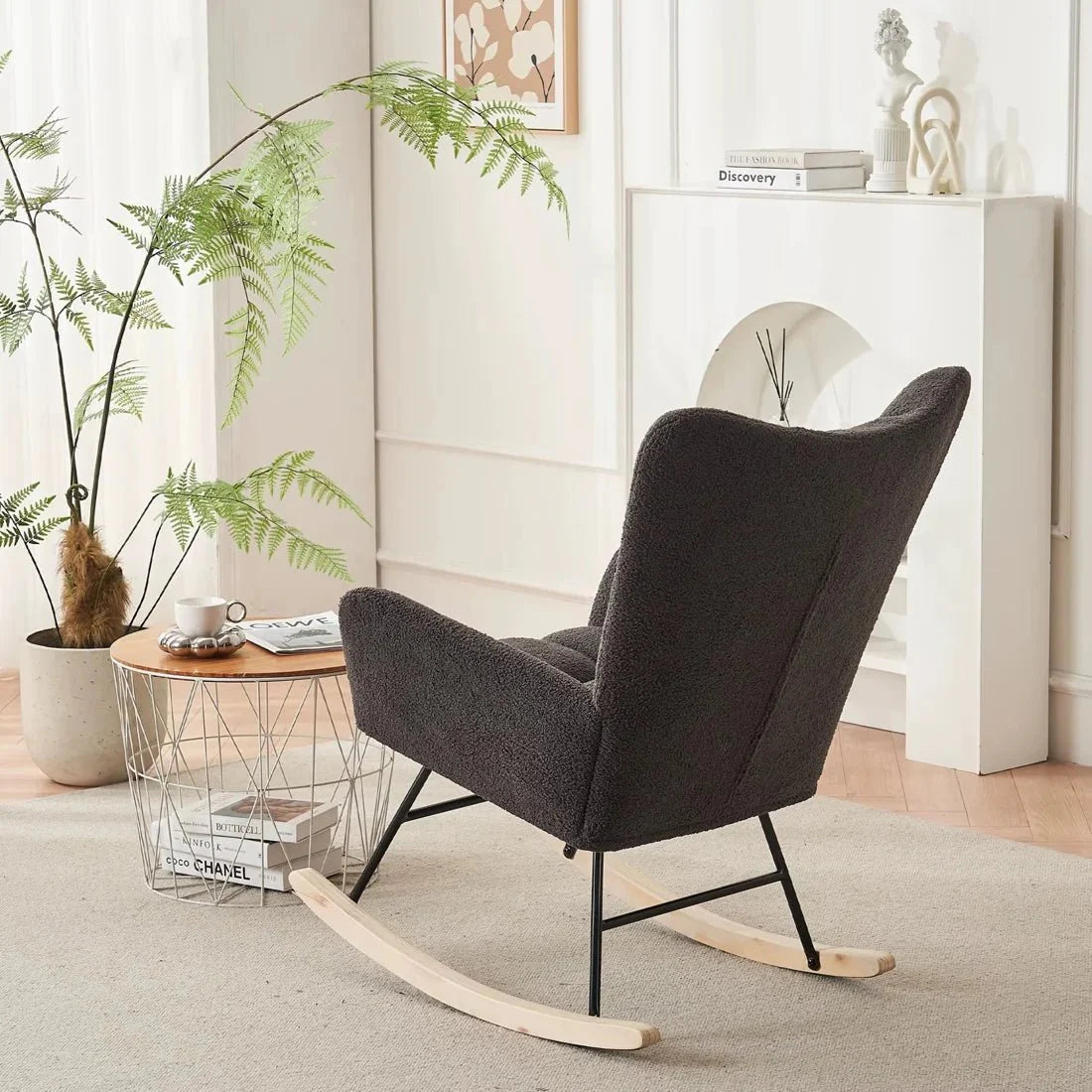 Fauteuil à Bascule Bouclé Design Intérieur — vue 3