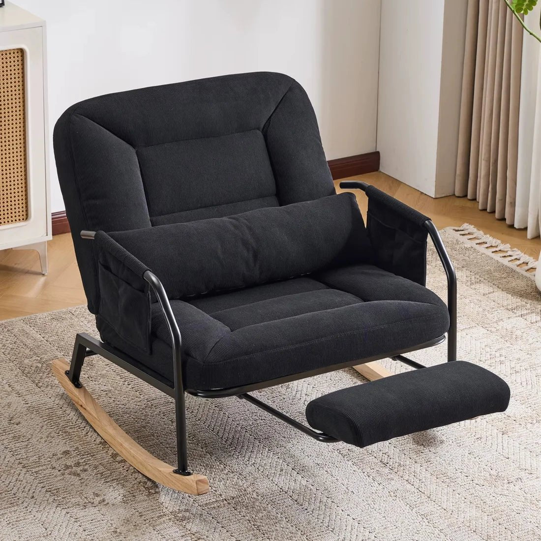 Rocking Chair Inclinable Corduroy Salon