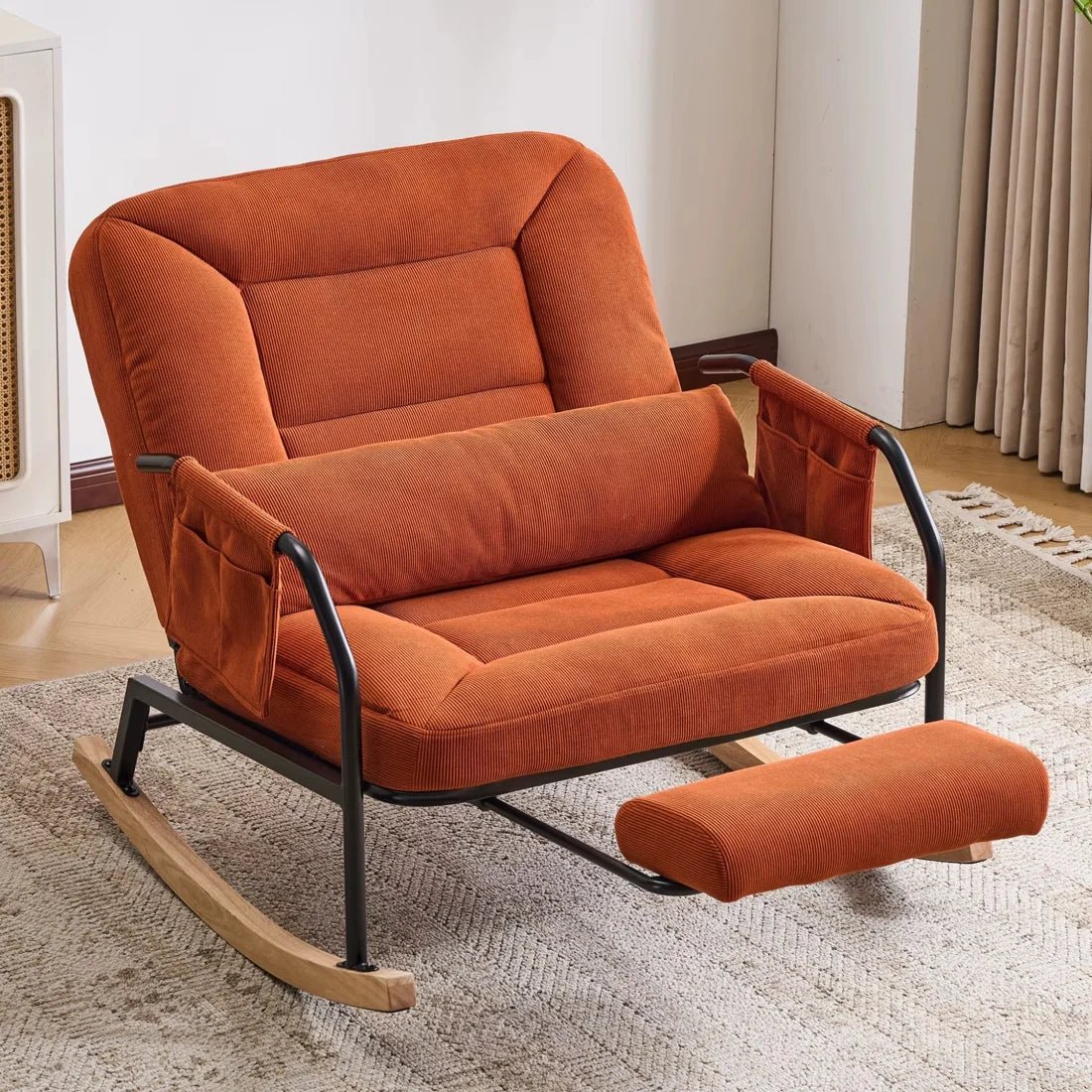 Rocking Chair Inclinable Corduroy Salon
