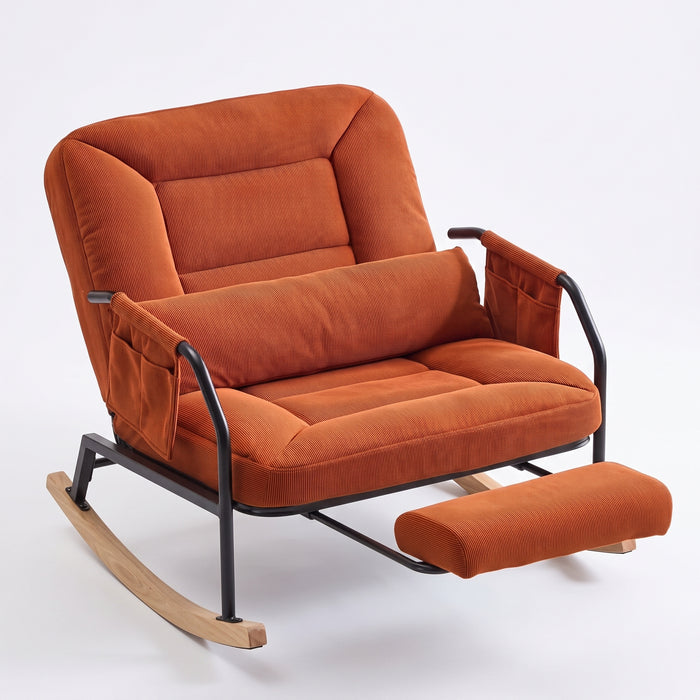 Rocking Chair Inclinable Corduroy Salon