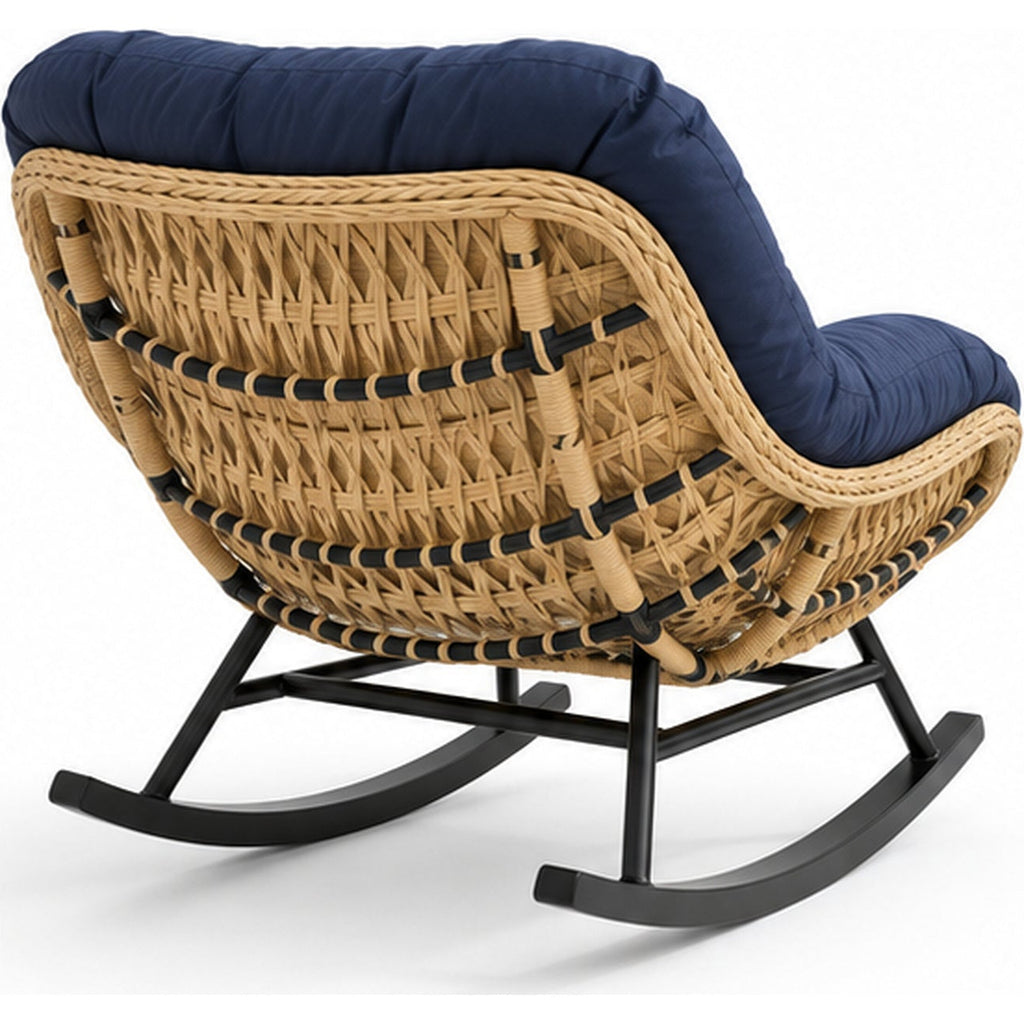 Fauteuil à bascule papasan en rotin à coussin épais — vue 3