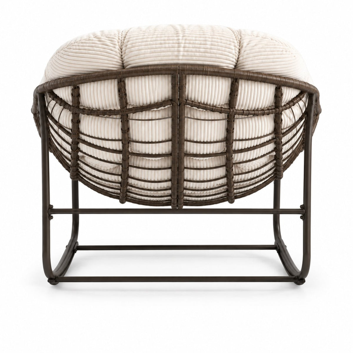 Fauteuil à bascule papasan en rotin et velours côtelé