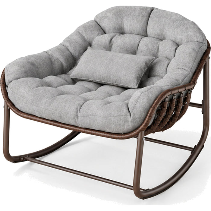 Fauteuil à bascule en rotin grand format